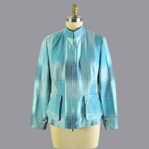 BASLER BUFFALO CHECK SATIN ZIP FRONT JACKET